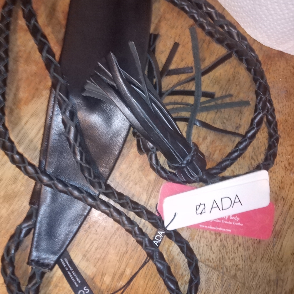 Black leather wrap belt